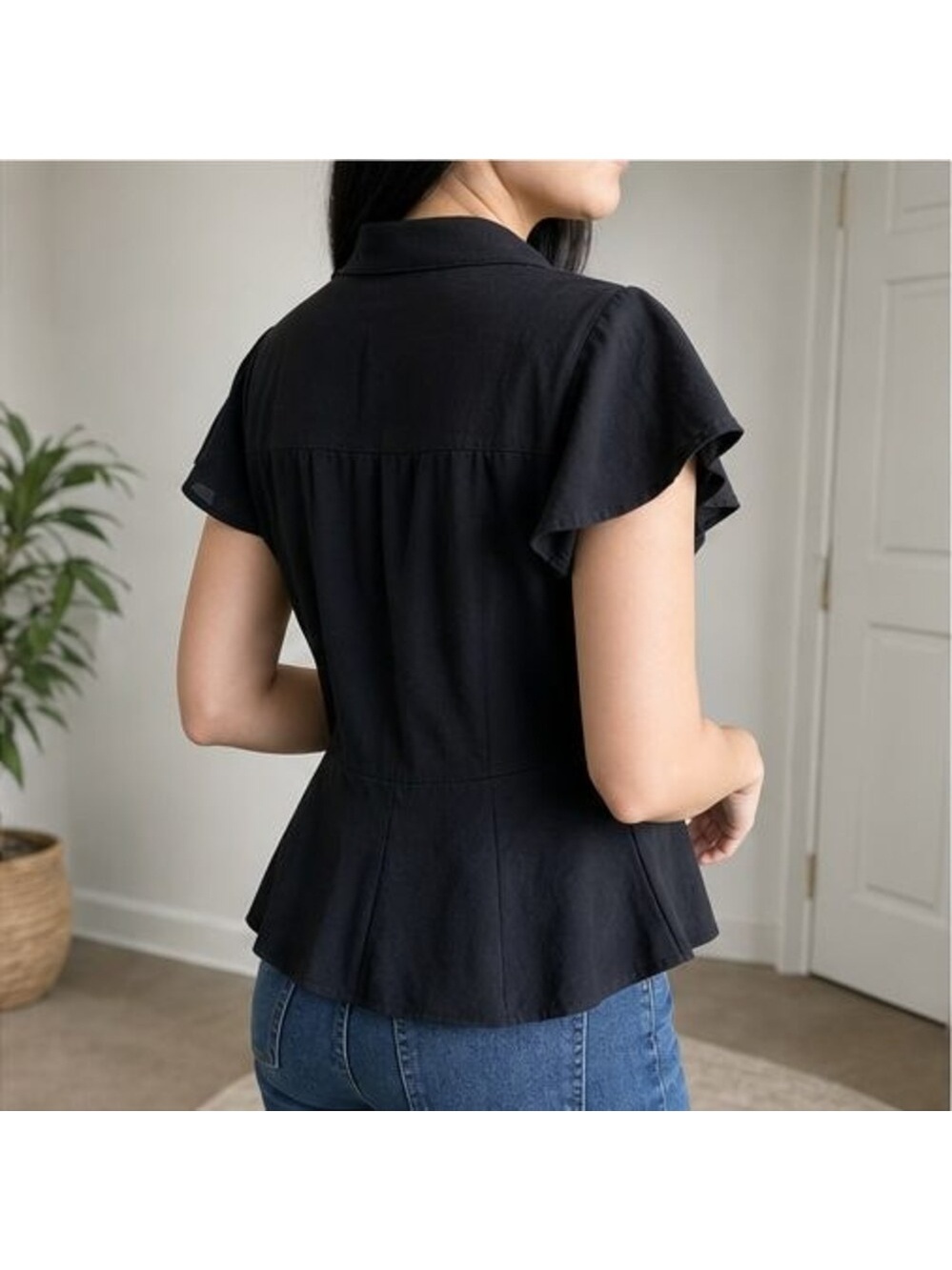 Black Button Blouse - Picture 3 of 6
